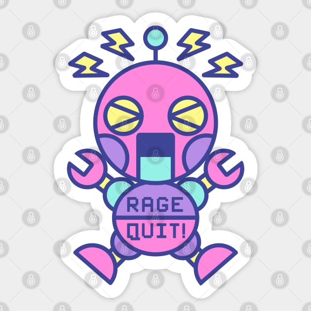 RAGE QUIT pastel robot Sticker by Red_Flare_Art